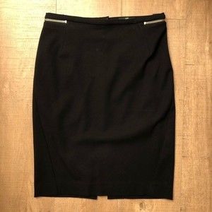 H&M black pencil skirt with faux zippers on sides